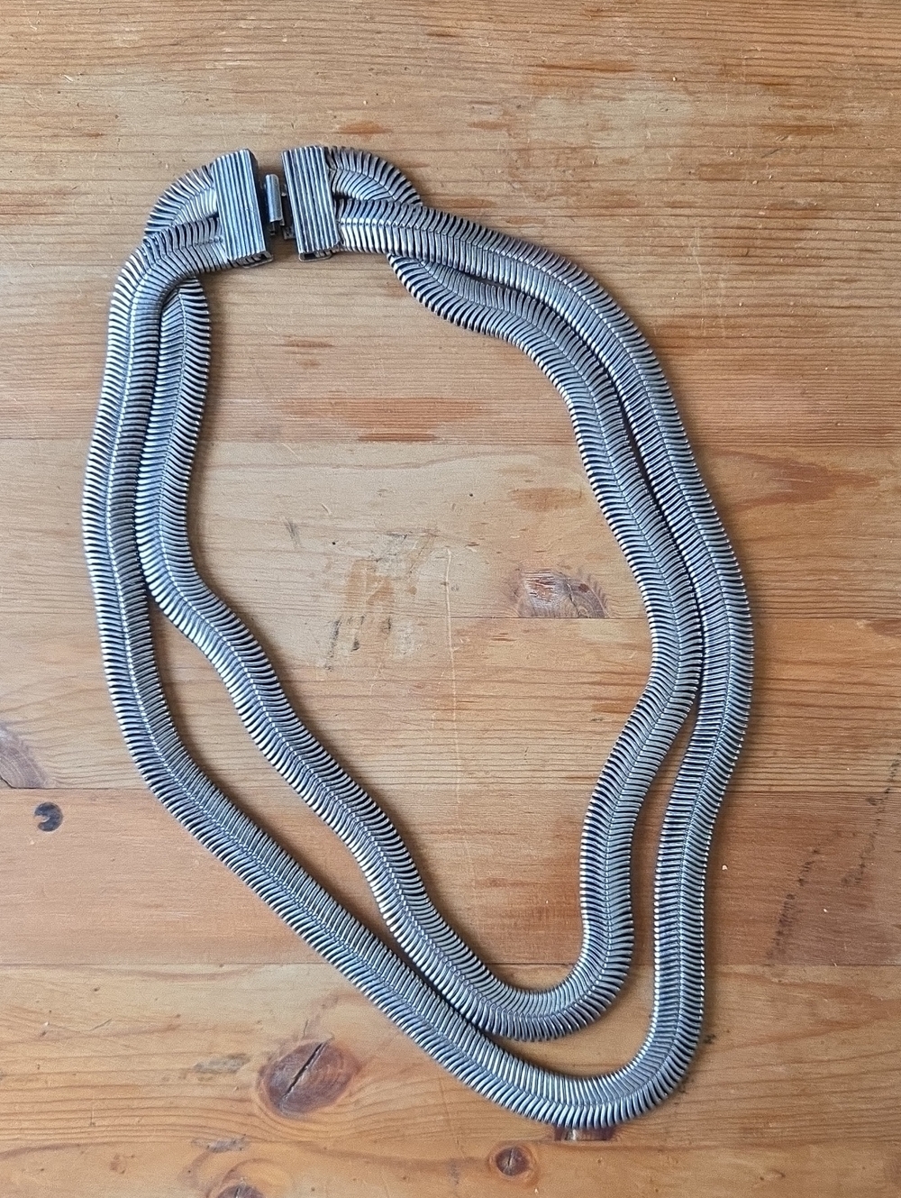 Tubogas Multi-Strand Silver Gas Pipe Mesh Collar Necklace 10.25" Unbranded VTG